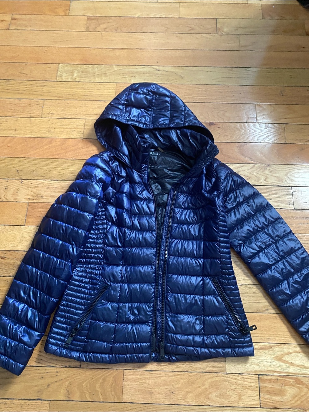 Calvin Klein Women's Navy Quilted Packable Hooded Puffer